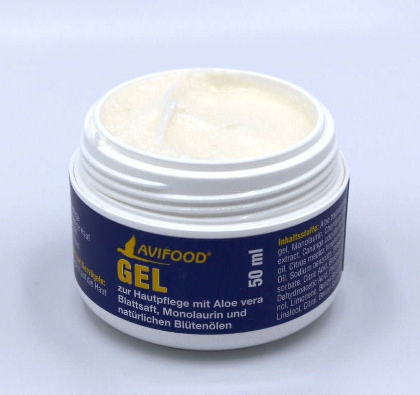 An open tub of Avifood Gel