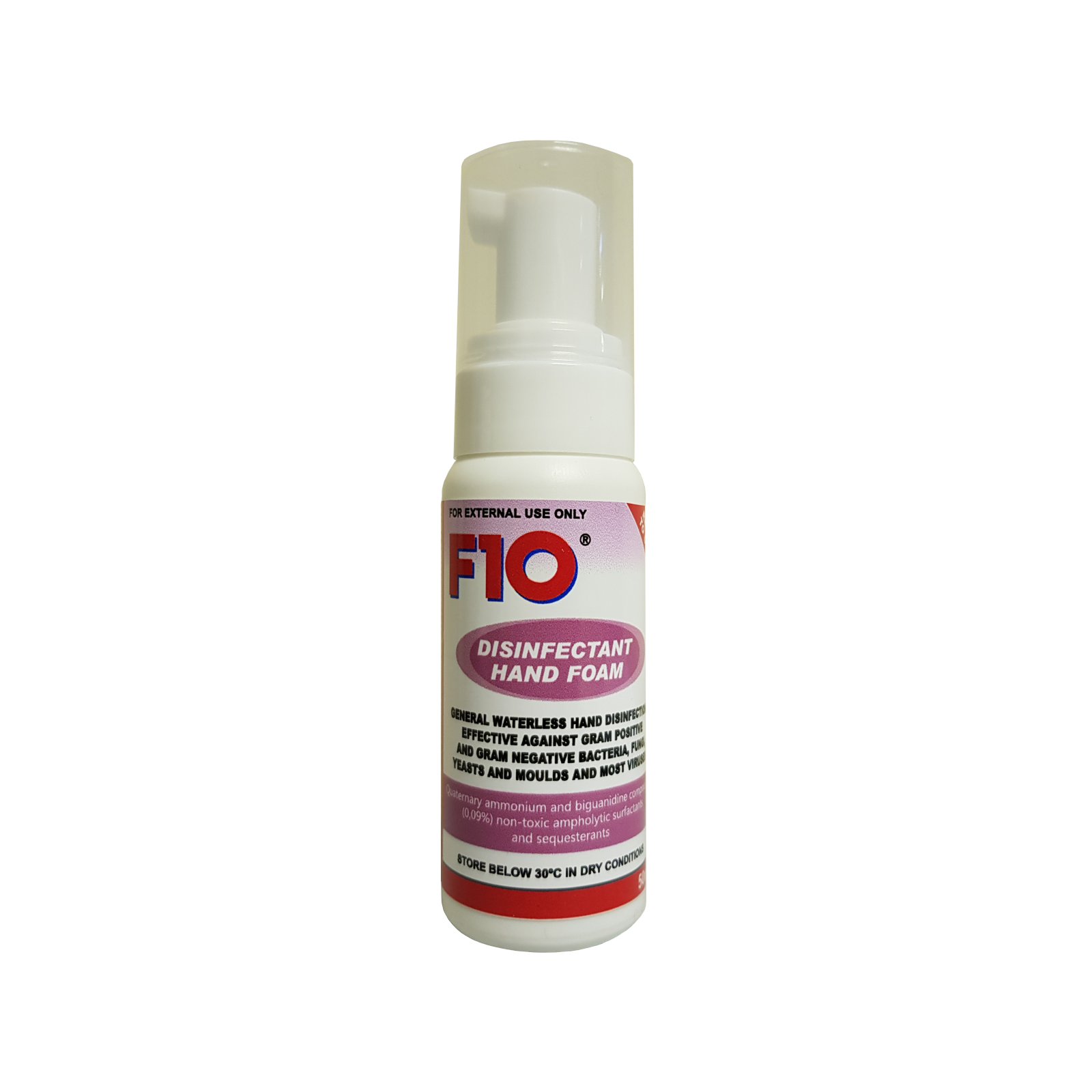 A 50ml bottle of F10 Hand Foam