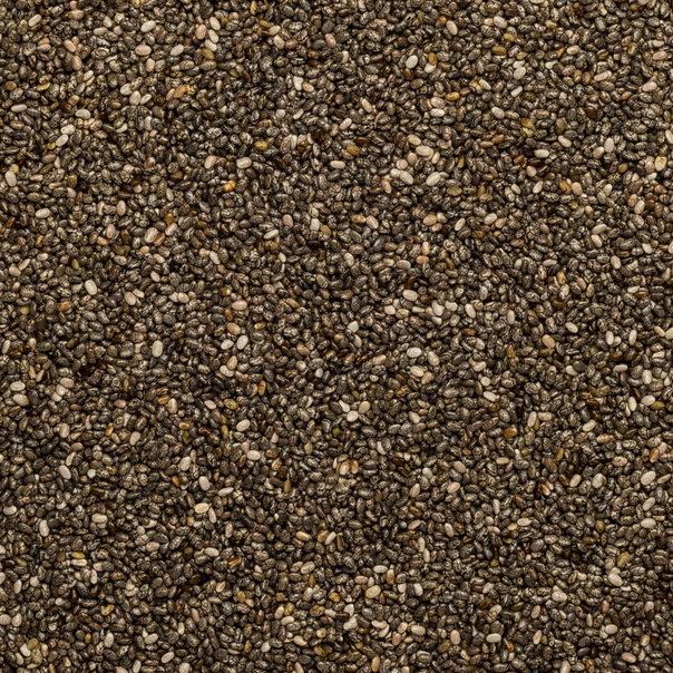 A close up picture of organic chia seeds