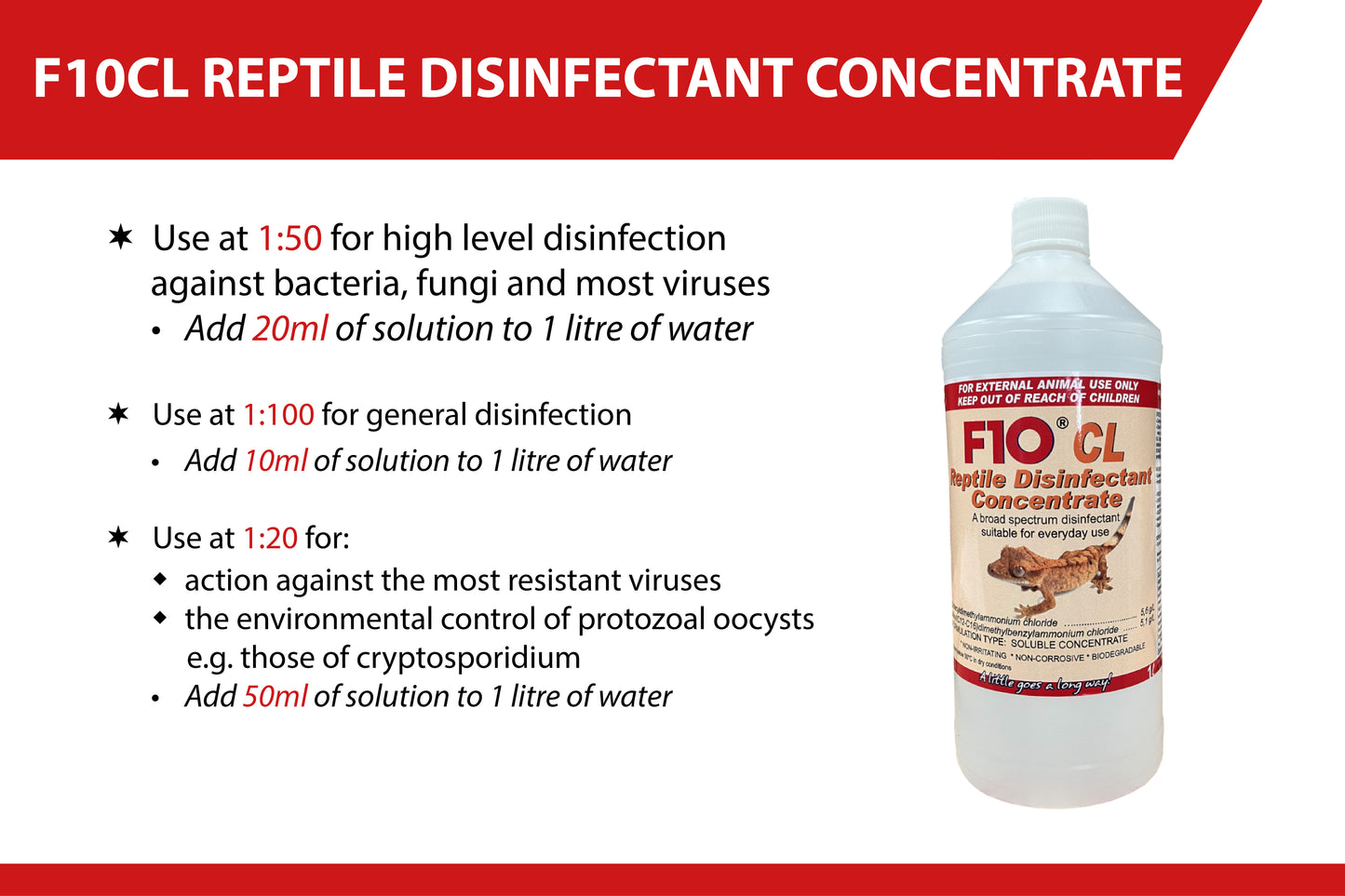 F10CL Reptile Disinfectant Concentrate