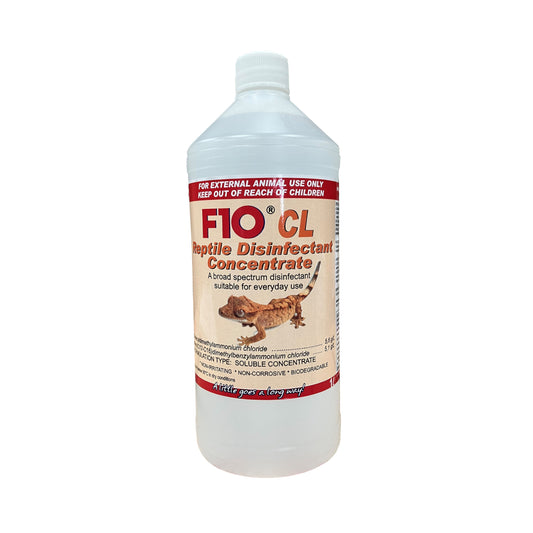 A 1 litre bottle of F10CL Reptile Disinfectant Concentrate