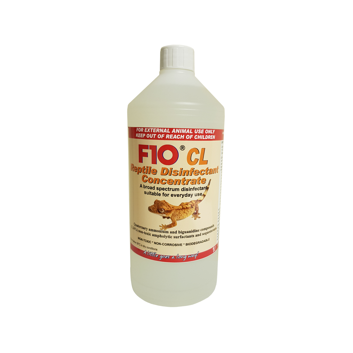 A 1 litre bottle of F10CL Reptile Disinfectant Concentrate