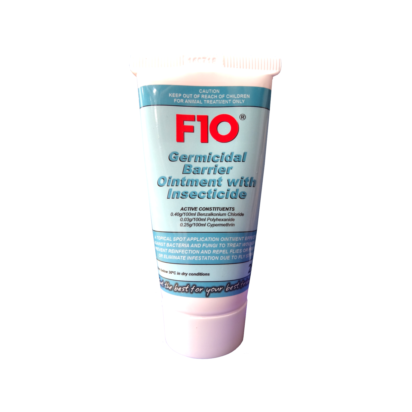 A 25g tube of F10 Germidical Barrier Ointment with Insecticide