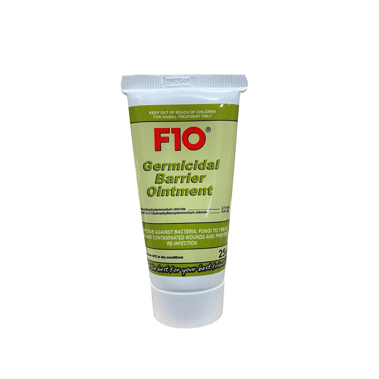 A 25g tube of F10 Germidical Barrier Ointment 