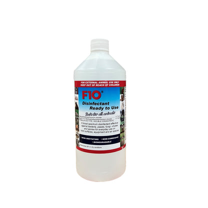 A 1 litre bottle of F10 Disinfectant Ready to Use