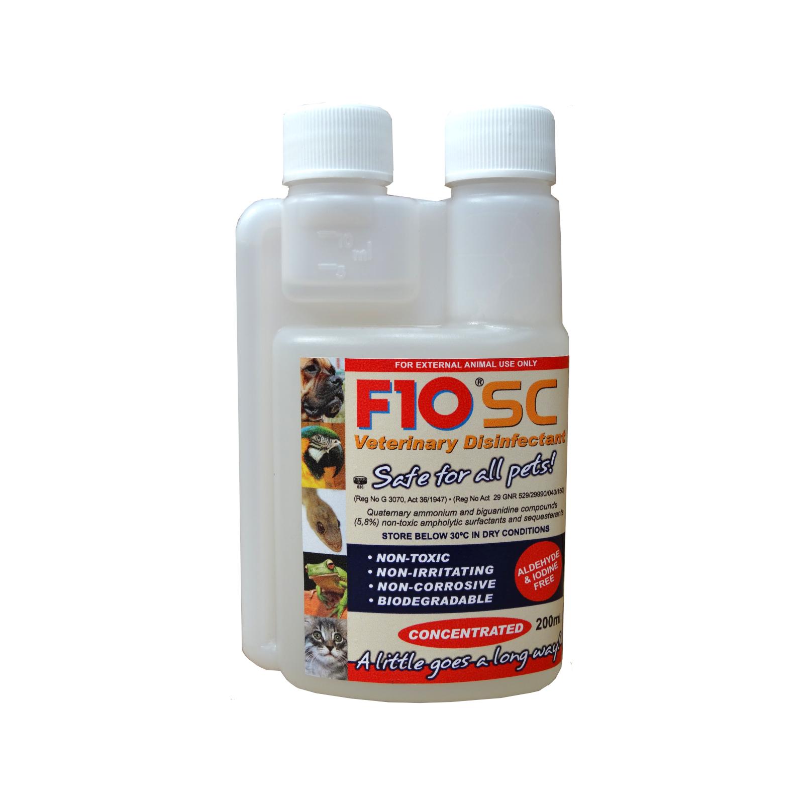 A 200ml bottle of F10SC Veterinary Disinfectant
