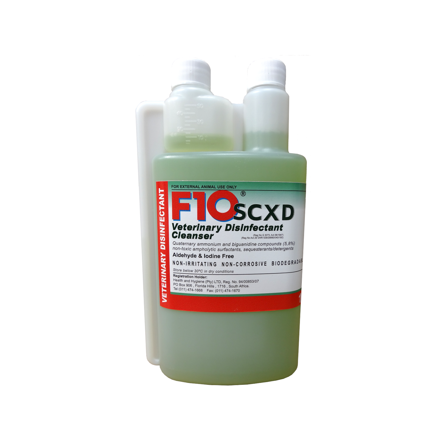 A 1 litre bottle of F10SCXD Veterinary Disinfectant Cleanser