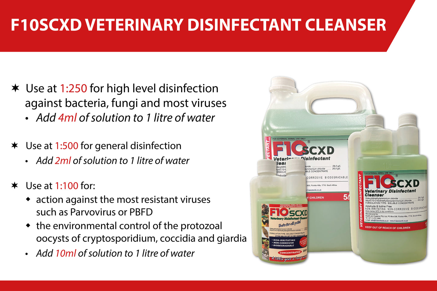 F10SCXD Veterinary Disinfectant/Cleanser