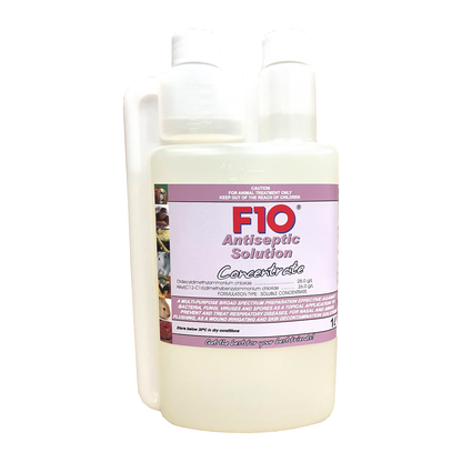 A 1 litre bottle of F10 Antiseptic Solution Concentrate