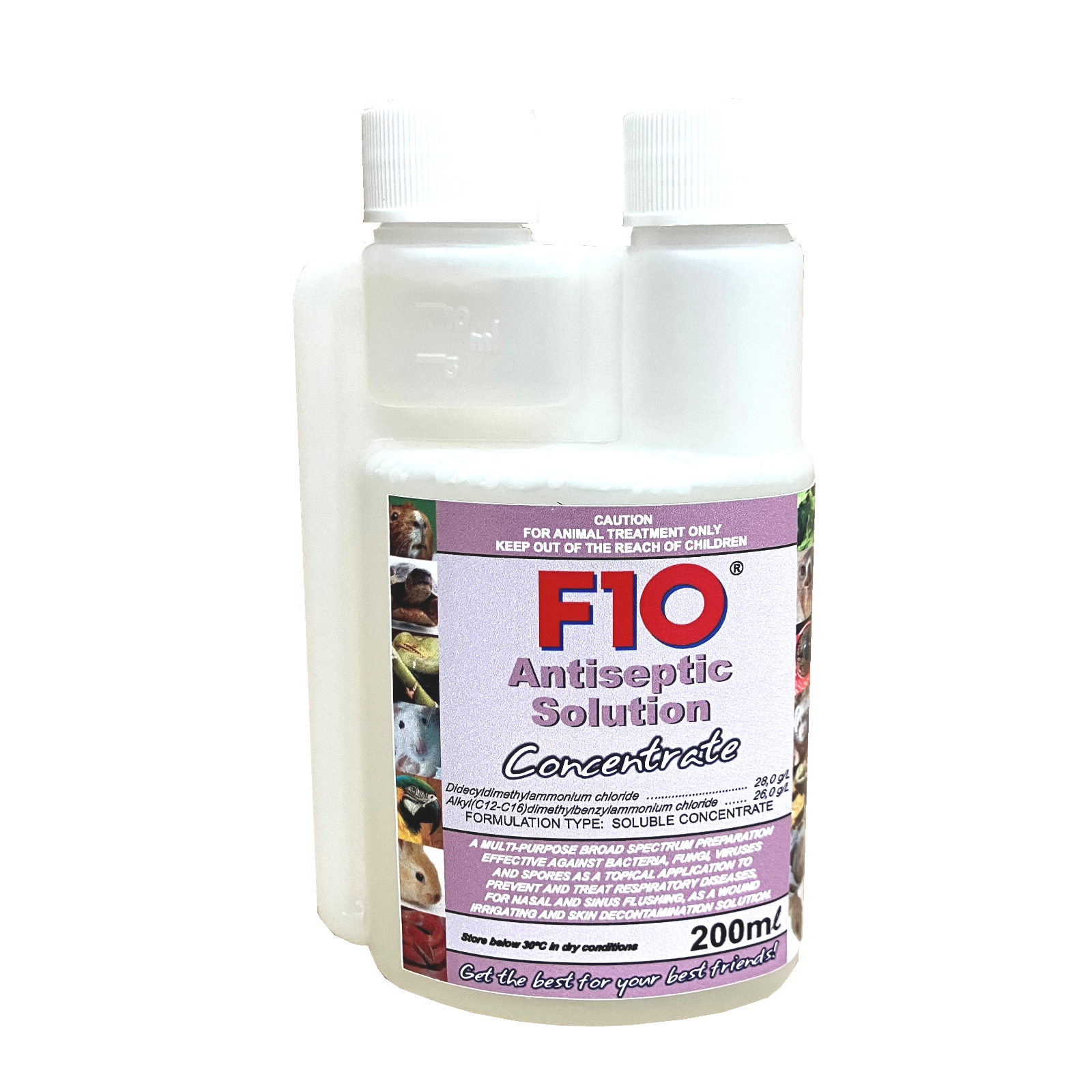 A 200ml bottle of F10 Antiseptic Solution Concentrate