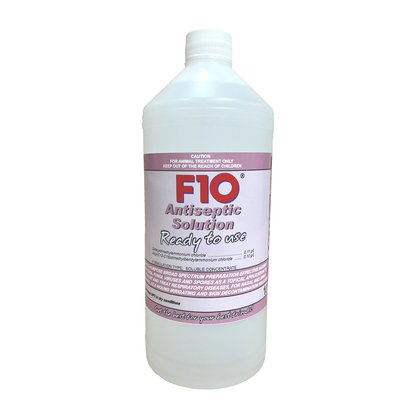 A 1 litre bottle of F10 Antiseptic Solution Ready to Use