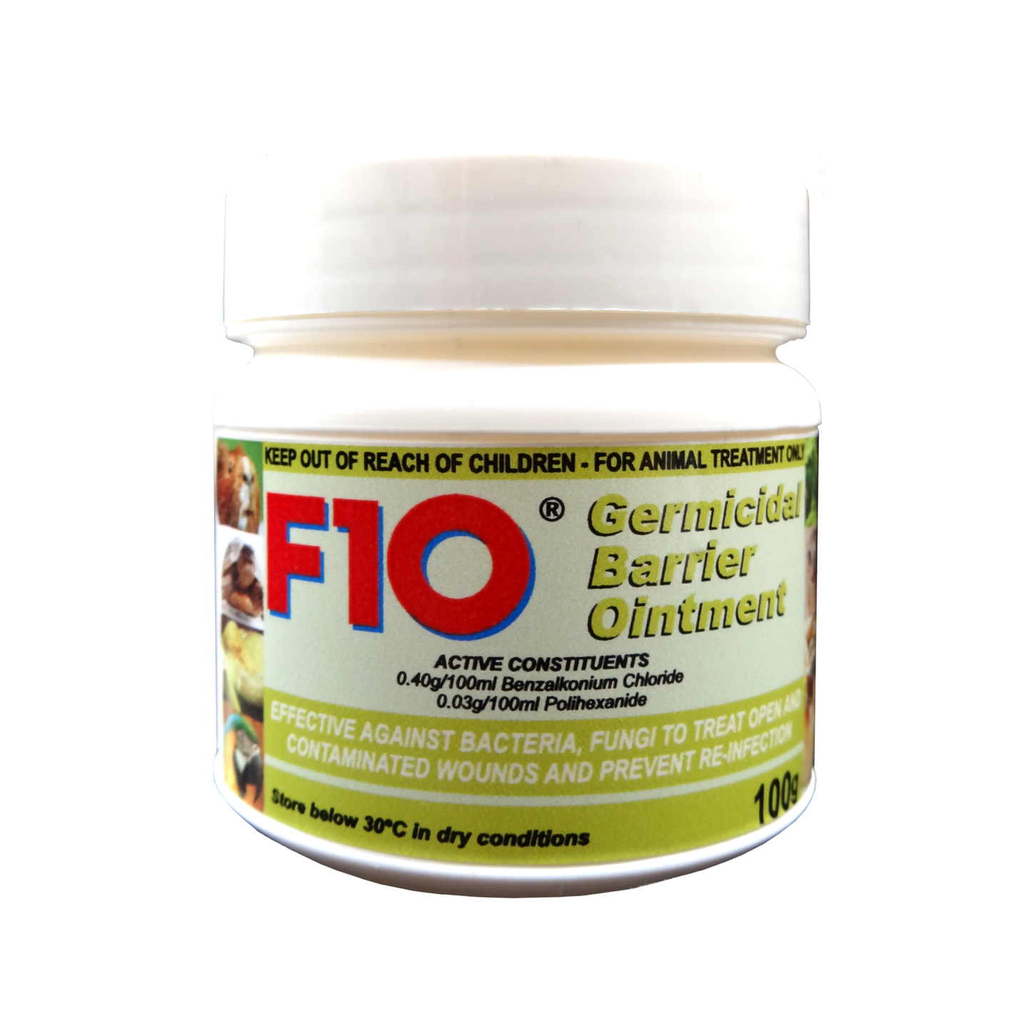 A 100g tub of F10 Germidical Barrier Ointment 