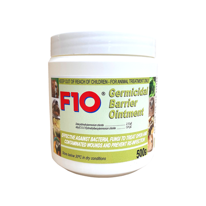 A 500g tub of F10 Germicidal Barrier Ointment