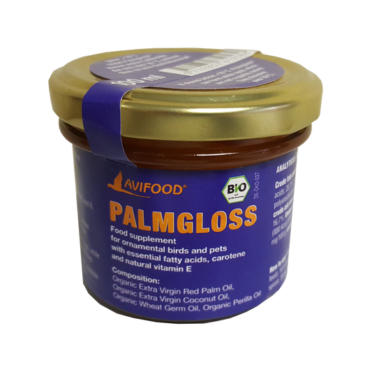 A jar of Avifood Palmgloss