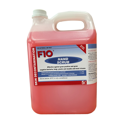 A 5L bottle of F10 Hand Scrub