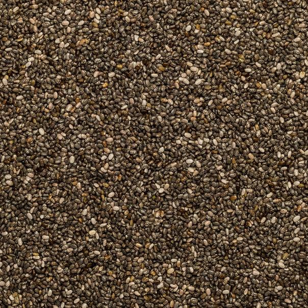 A close up picture of organic chia seeds