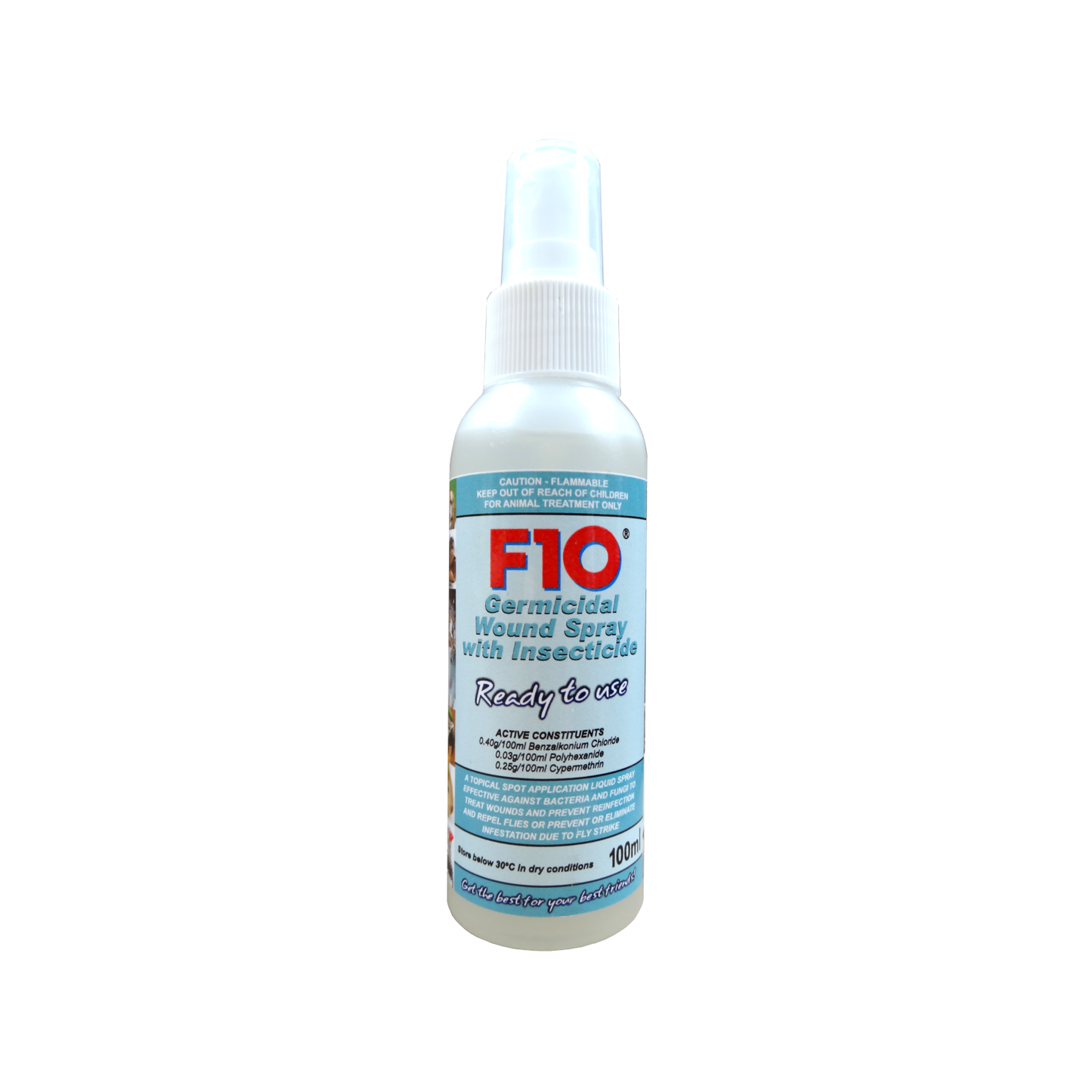 A 100ml bottle of Germicidal Wound Spray with Insecticide